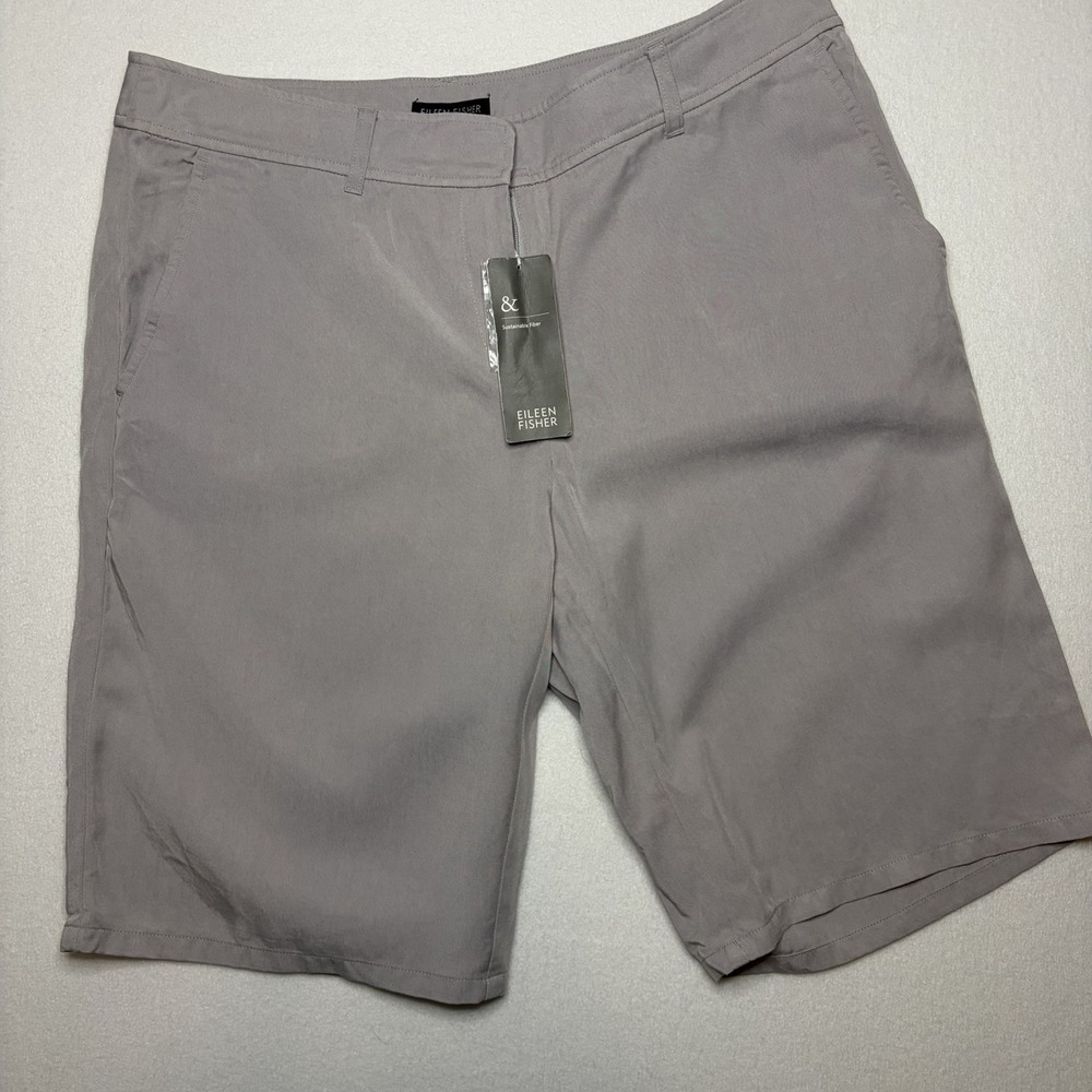 Eileen Fisher Women's Silver/Gray Tapered Tencel Twill Shorts Size Small New